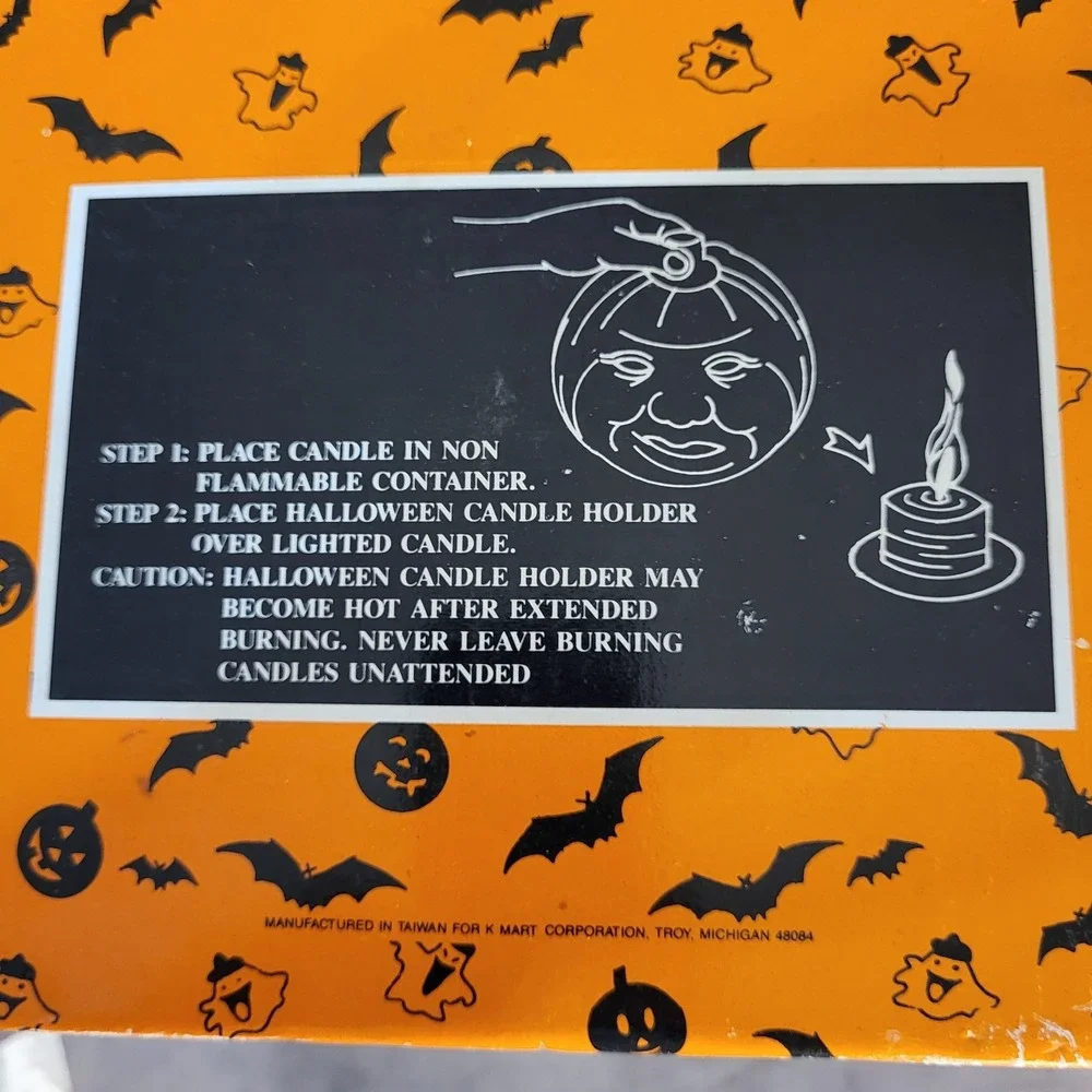 Vintage Jack o Lantern Pumpkin Earthware Halloween Candle Holder Ceramic 6